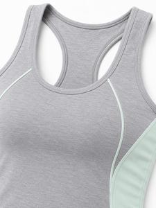 Ensemble de yoga 2 pièces pour femme : Crop top dos nageur à encolure dégagée et short taille haute avec bordure contrastante, en Spandex sans couture, séchage rapide et respirant - Product Image 4
