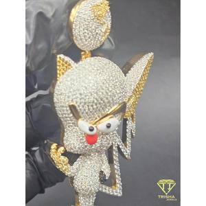 Collar Hip Hop con Colgante de Personaje de Dibujos Animados con Incrustaciones de Diamantes, Colgante de Diablo de Dibujos Animados Personalizado, Joyería Hip Hop Completamente Incrustada de Diamantes - Product Image 2