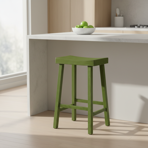 Tabouret de bar haut en bois d'hévéa massif, rond, moderne, minimaliste, mobilier de maison durable et léger - Product Image 2