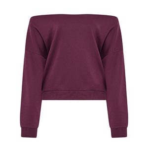 เสื้อสเวตเชิ้ตผู้หญิงไซส์ใหญ่ เสื้อสเวตเชิ้ตเปิดไหล่ ผ้าเจอร์ซีย์สวมใส่สบาย แขนยาว - Product Image 3