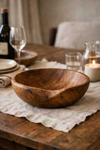 Tazones de Madera Rústicos Ecológicos Hechos a Mano para Servir Frutas, Ensaladas y Sopas en Fiestas, con un Diseño Único - Product Image 6