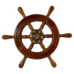 Wooden <b>Ship</b> <b>Wheel</b> Vintage Seafarer Ornament Created to Reflect Ocean Heritage with Sophisticated Coastal Interior Beauty - Product Image 3