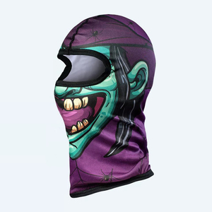 Character Balaclava Face Mask Full Coverage Outdoor Unisex 100% Polyester Adult Size 56-58CM Purple Green Print - Product Image 4