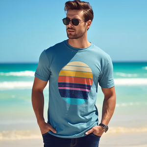 T-shirt à manches courtes en polyester/coton tricoté pour homme, personnalisable OEM/ODM, anti-plis et écologique - Product Image 1