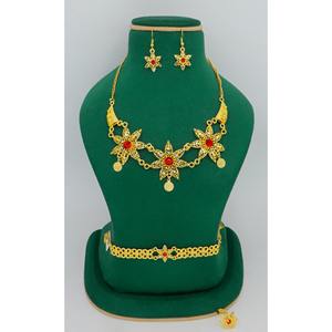 Newly Designed Premium Quality <b>Gold</b> Plated Short Necklace <b>Set</b> With Earrings & Ring & Bracelet <b>Jewellery</b> Fine Finished Charming - Product Image 2