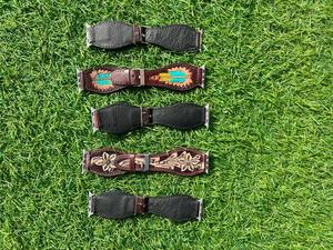 New <b>Sale</b> Trending Handmade Genuine Leather Custom Design Western Floral Tooled Painted <b>Watch</b> Band Boho Replacement <b>Watch</b> Strap - Product Image 5