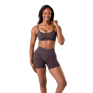 Womens Seamless Strappy Sports Bra Yoga Fitness Activewear Soft Stretch Support Lightweight Training <b>Top</b> <b>Black</b> Garnet Color - Product Image 4