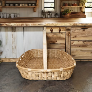 Panier ovale en bambou tissé à la main, panier de service naturel tissé avec poignée, décoration bohème pour la maison, fournisseur écologique - Product Image 1