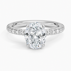 Anillo BOJ 093 con Corte Ovalado, Plata 925, Engaste de Puntas con Halo, Anillo Solitario con Diamante de 2ct, Color D, VVS1, Moissanita, Certificado GRA, en Oferta - Product Image 1