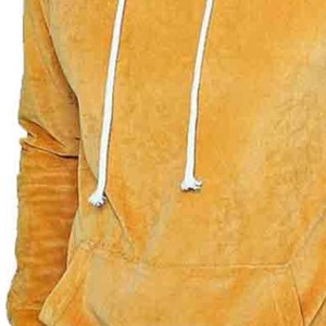 Sweat-shirt à capuche en velours pour homme, couleur unie, coupe classique, vêtement décontracté d'hiver, poche avant, pull tricoté, 100% coton respirant - Product Image 5