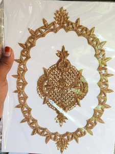 <b>Real</b> Work Canvas Triangle <b>Flower</b> Neck Patch Embroidered Beads Sew-On Garments Hats Gifts Home Textiles Kushang Textile - Product Image 3