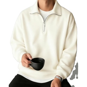 OEM Men's Half Zip Pullover Sweatshirt Oversized <b>Mock</b> <b>Neck</b> Plain Cotton Fleece Casual Streetwear <b>Top</b> - Product Image 1