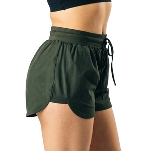 Femmes décontracté athlétique course Fitness Gym Shorts taille moyenne tissé sport Yoga Shorts Logo lavé Performance entraînement blanc - Product Image 1
