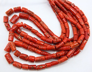 Perles tubulaires lisses en corail rouge italien naturel, pierres précieuses en vrac pour la fabrication de bijoux, vente en gros - Product Image 3