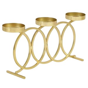 Juego de 3 candelabros geométricos modernos de metal dorado para velas de té, para decoración del hogar, centros de mesa para bodas y eventos. - Product Image 1