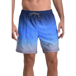 Shorts de bain pour hommes à séchage rapide, dégradé, légers, pour la plage, en polyester, avec taille élastique et cordon de serrage - Product Image 3