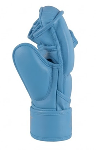Gants de MMA bleus en PU, demi-doigts, avec sangle de poignet Velcro, pour adultes, entraînement d'arts martiaux - Product Image 2