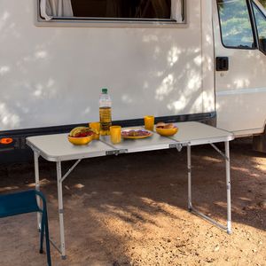 Tavolo da Picnic Portatile in Alluminio 4ft, Altezza Regolabile, Pieghevole in 3 Parti, Leggero, per Campeggio all'Aperto e al Chiuso - Product Image 6