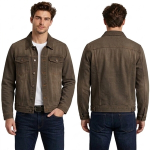 Custom Black Washed Denim <b>Jacket</b> for <b>Men</b> with Clean Button Front and Classic <b>Trucker</b> Silhouette Casual Denim Outerwear - Product Image 3