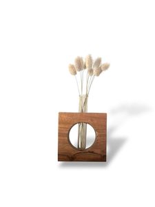 Vase unique en bois d'acacia fait main avec tube à essai en verre – Décoration de table, décoration intérieure, idée cadeau parfaite - Product Image 2