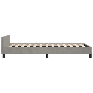 Cadre de lit rembourré en velours gris clair avec tête de lit en contreplaqué - Product Image 6