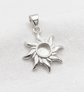 Pendentif Soleil en Argent Sterling 925 Véritable avec Cadre Rond de 5 mm pour Résine et Cendres – Idéal pour la Création de Bijoux Commémoratifs - Product Image 5