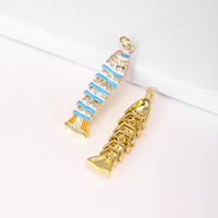 Pendentifs QIKU en émail plaqué or, motif poisson, avec strass, pour la fabrication de bijoux, à porter au quotidien pour femmes, faible MOQ