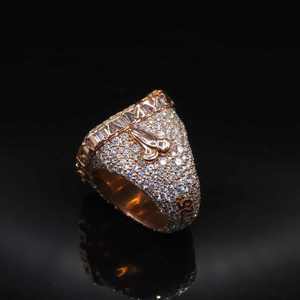 Anillo de cóctel AMBER JEWELS chapado en oro macizo de 14K con pavé de diamantes y emblema de pantera, unisex, para compromiso, certificado IGI - Product Image 2