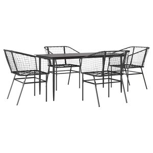 Juego de comedor de patio de 5 piezas de ratán sintético negro con colección de muebles de jardín de vidrio - Product Image 2