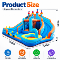 Château gonflable miniature pour usage domestique, coloré, avec toboggan