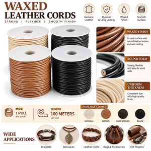 Wholesale Waxed Leather Cord 100m Roll <b>Strong</b> Flexible Round Leather <b>String</b> for Jewelry Making Crafts & Accessories - Product Image 5
