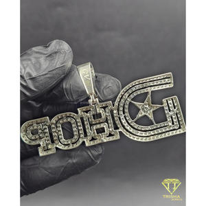 "DHOP " <b>Name</b> Pendant Iced Out Moissanite Diamond Hip Hop <b>Chain</b> Custom Bling Jewelry Gift For Men Women - Product Image 5