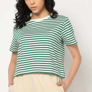 Camiseta Corta Verde para Mujer, Corte Regular, Casual, Primavera, Ecológica, Suave, Transpirable, de Secado Rápido, Top de Moda - Product Image 1