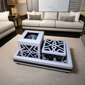 Juego de caja de almacenamiento de incienso de quemador Bakhoor de resina blanca y negra de diseño árabe moderno con bandeja decorativa para uso aromático Ramadán Eid - Product Image 1