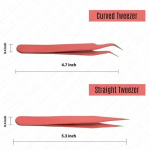 Pince à épiler professionnelle pour extensions de cils à 90 degrés, corps rose foncé avec revêtement en poudre, pointe dorée, outil de précision pour cils - Product Image 6