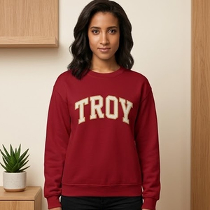 เสื้อสเวตเชิ้ตคอกลมพิมพ์ลาย Troy Letter Print สำหรับผู้หญิง รุ่น Custom Divine Nine Mock Neck ปักลาย Gingham พร้อมโลโก้ สำหรับวิทยาลัย มหาวิทยาลัย สไตล์กรีก - Product Image 2