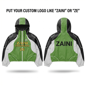 Mens Windbreaker <b>Jacket</b> Premium Breathable <b>Waterproof</b> Winter High Street 120 GSM High Density Polyester Green Black <b>White</b> Panel - Product Image 1
