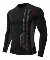 Rashguard Sport Homme Manches Longues Col Rond Coupe Slim Écologique Anti-UV Séchage Rapide Imprimé Numérique Noir Rouge Gris Polyester Spandex