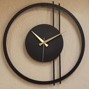 Horloge murale moderne en métal, design rond de grande taille, style géométrique minimaliste, horloge décorative contemporaine, décoration murale de luxe pour la maison - Product Image 1