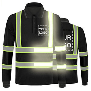 Workwear Safety Reflective Stripes Worker Polo <b>Shirts</b> Construction Security Working Uniform Hi Vis Long Sleeve Polo <b>Shirt</b> - Product Image 1