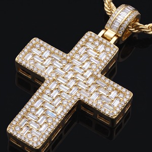 Collar de cadena cubana con colgante de oso de piedra natural chapado en oro macizo de 14K estilo hip-hop Iced Out - Product Image 5