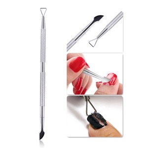 BAFA SURGICAL INSTRUMENTS Poussoir à cuticules double embout en acier inoxydable, outil de manucure réutilisable, double tête, argenté - Product Image 1