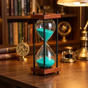 Sablier décoratif antique en bois fait main avec base, sable vert, unique, 30 minutes, 6 pouces, pour la maison et le bureau - Product Image 5