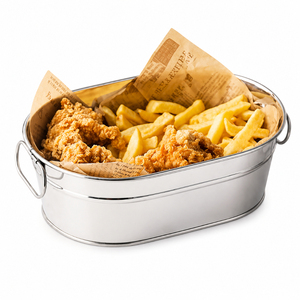 Seau en métal galvanisé avec logo personnalisé, bac de service en acier résistant à la rouille pour la restauration rapide, poulet frit et frites - Product Image 3
