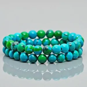 Synthetic Chrysocolla 8mm Smooth Round AA Grade Gemstone Beads <b>Stretch</b> <b>Bracelet</b> Fashion Jewelry Wholesale - Product Image 5