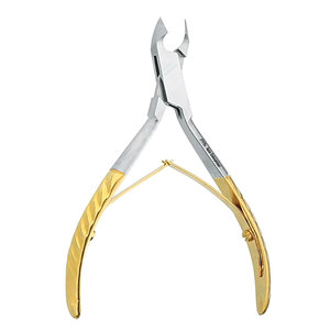 Pince à cuticules professionnelle en acier inoxydable à mâchoires complètes avec manche doré pour le nail art et les soins des cuticules, très vendue - Product Image 1