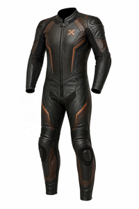Combinaison de moto en cuir pour homme |   Noir Brun |   Fabricant OEM ODM |   Qualité de conception haut de gamme |   Combinaison de course - Product Image 1