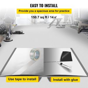 Rotolo di pavimento da ballo in PVC vinilico reversibile bianco/nero 6.6x23ft, spessore 0.06in, antiscivolo, portatile, in plastica - Product Image 4