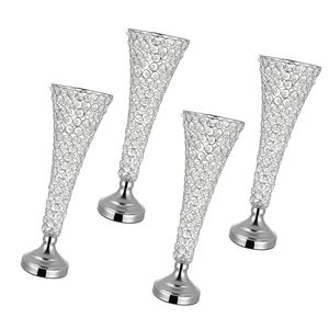 Set di 4 Vasi in Cristallo per Fiori, Facile Installazione, Alti 20 cm, Centrotavola per Banchetti e Feste - Product Image 1