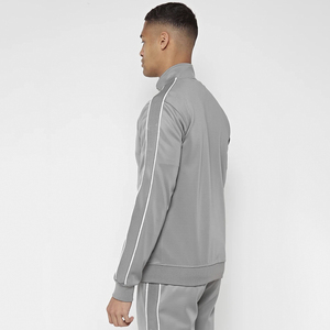 Men's Gray Lightweight 100% Nylon Tracksuit Set Full Sleeve Zipper Closure <b>Hooded</b> Collar Solid Color Casual Style Regular Fit - Product Image 2